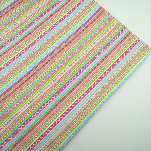 Syunss,100%Cotton Twill Fabric Coloring Stripe Printed Patchwork DIY Handmade Quilt Curtain Cloth Textile Material Sewing Tissue