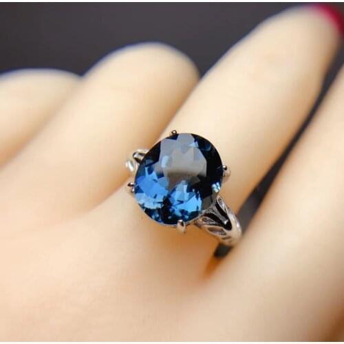 CoLife Jewelry 8mm*10mm London Blue Topaz Ring for Party 100% Natural Topaz Silver Ring 925 Silver Topaz Jewelry