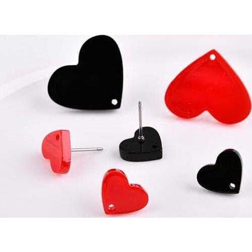 South Korean minimalist Parkour acrylic heart with love ear pierced ear accessories DIY earring earrings stud material package