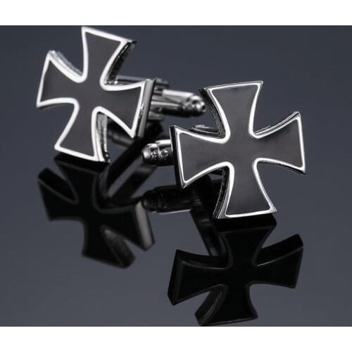 Brand new high quality black cross Cufflinks fashion suit brand jewelry blessing Cufflinks mens business shirt badge pin gift