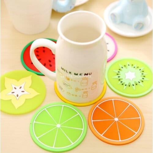 1000pcs Fruit Mug Mats Pads Silicone Dining Placemat Coffee Tea Cup Coasters Glasses Holders for Bar Party Decor Accessory