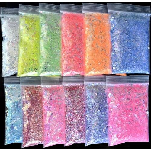 20 colors 50g Iridescent Pink Chunky Mix//Unicorn Tears//Chunky Blend Mixed Glitter for Tumbler Glitter Nail Art * Color Shift