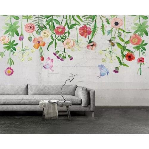 Beibehang Custom 3D Mural Wallpaper Floral vine butterfly Photo Background Wall Mural Silk material 3d Wallpaper Modern behang