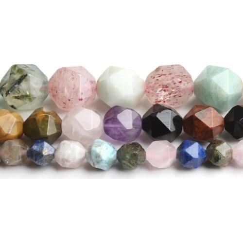 6/8/10mm Natural Faceted Mixed Morganite Aquamarines Stone Round Loose Beads For Jewellery Making Bracelet 15'' Strand