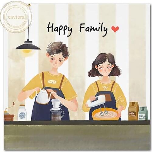 5D Diy Diamond Painting Happy Family Full Round Drill Embroidery Dinner Cross Stitch Mosaic Rhinestone Home Decoration Kitchen