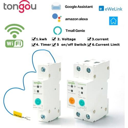 With met 63A DIN Rail WIFI Circuit Breaker Smart Switch Remote Control by Ewelink APP for Smart Home 63A with LeakageProtection