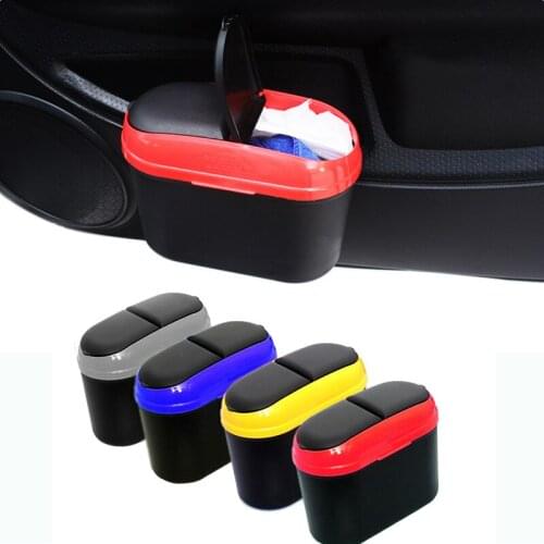Car Trash Bin Container Hanging Flip Cover Auto Multi-use Trash Rubbish Garbage Sundries Organizer Car Interior Accessories