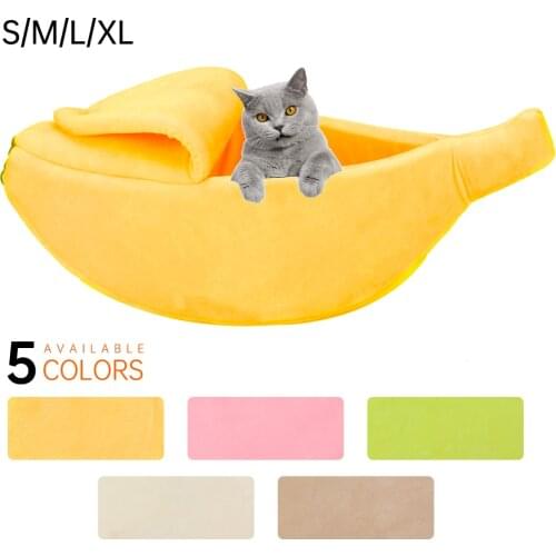 Banana Shape Pet Dog Cat Bed House Mat Durable Kennel Doggy Puppy Cushion Basket Warm Portable Dog Cat Supplies S/M/L/XL