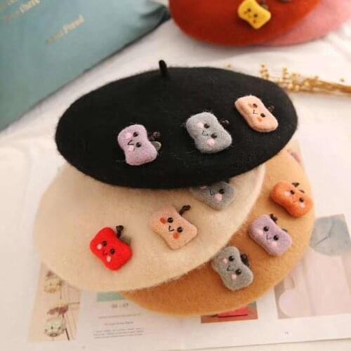 Beret hat women bonnets Cute Vintage college wind sailor black woolen Apple Beanie hat Retro sweet painter hat wholesale