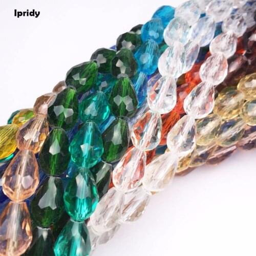 20pcs/lot Cutting Face Drop Crystal Beads Charm Faceted Glass Beads Loose Spacer Bead for DIY Jewelry Making