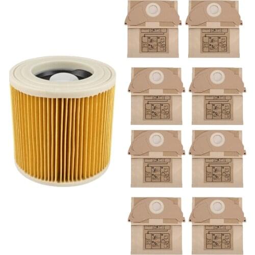 Hepa Filters + Dust Bags for Karcher WD2250 A2004 A2054 MV2 WD2 Vacuum Cleaner Bags Replacement Spare Parts Accessories