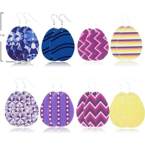 Easter Eggs Leather Earrings Party Teardrop Drop Earrings Handmade Cute Cartoon Rabbit Bunny Animal Ear Jewelry Gifts Wholesale