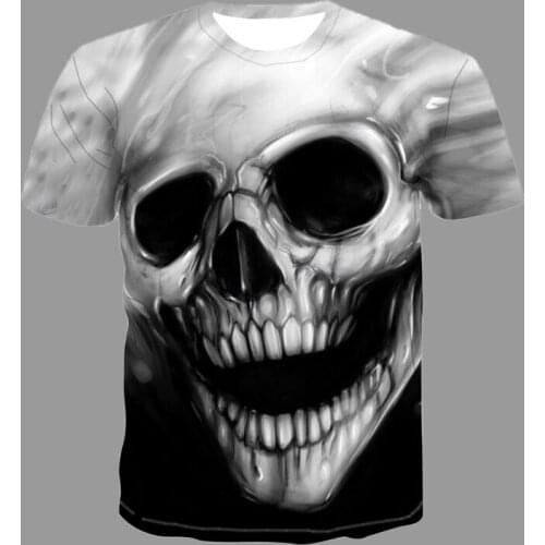 2021 Summer Hip Hop Short Sleeve Male Female Funny Skull T-Shirt 3d Print Punk Style Tshirt Men Street Top Tee European Size 4XL