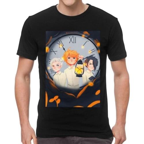 The Promise Neverland T Shirts Men Short Sleeve Cotton T-shirt Yakusoku no Neverland Emma Norman Ray Tee Streetwear Tshirts Gift