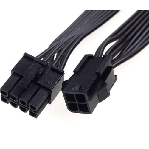 2 Pcs CPU Power 4 Pin Female to Male 8 Pin Cable Adapter 18 AWG Wire Gauge 20CM ATX PSU Montherboard