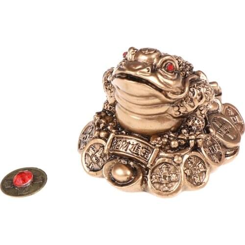 Chinese Feng Shui Money Toad Figurine Wealth Frog Craft with Coin for Home Office Decoration Tabletop Ornaments Lucky Gifts