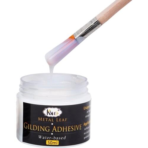 50ml Gilding Glue Gold Leaf Foil Water-based Glue for Metal Foil Sheets Arts Craft Paper Home Decoration Varnish&Brush