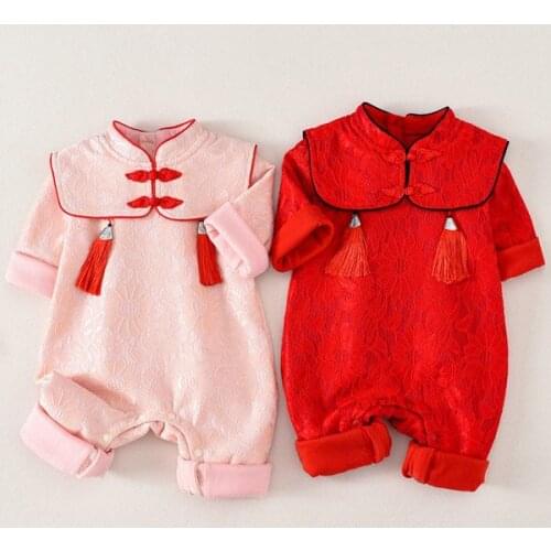 Newborn baby jumpsuit Chinese style spring and autumn climbing clothes
