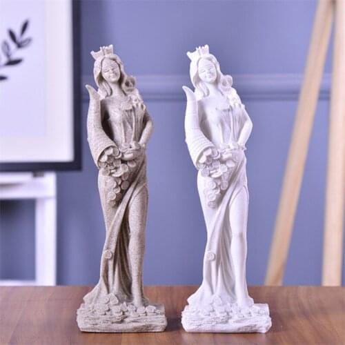 Creative Sandstone Goddess of Wealth Statue Sculpture Home Office Decoration Vintage Angel Figurines Miniatures Wedding Gifts