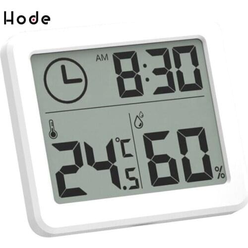 Multifunction Digital Thermometer Hygrometer Clock Indoor Temperature Humidity Meter Monitor Thin 3.2inch Large LCD Screen