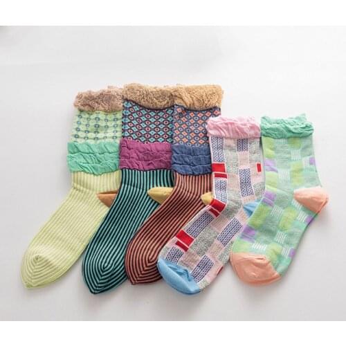 Fashion Colorful Matching Cotton Women Socks Middle Tube Funny Casual Crew Socks Girls Cute Harajuku Ankle Ladies Socks
