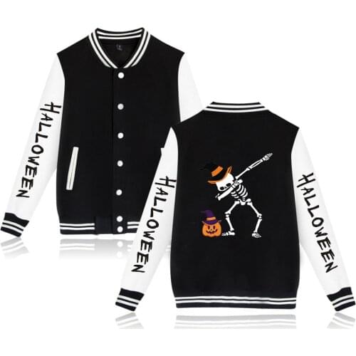 HALLOWEENR Ghost Skull Mens Slim Fit College Varsity Jacket Men Brand Stylish Veste Homme