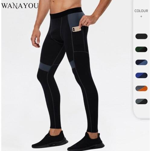 WANAYOU Mens Quick Dry Running Pants with Pocket Autumn Fitness Sportswear Running Tights Legging Training Sexy Sport Gym Pants