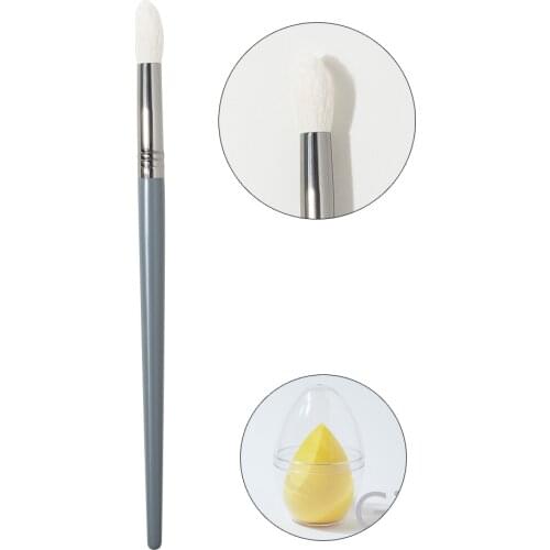 Shiendo 1 Pcs Natural Goat Hair Tepered Eye Shadow Brow Creas Blending Smoky Makeup Brush Tool