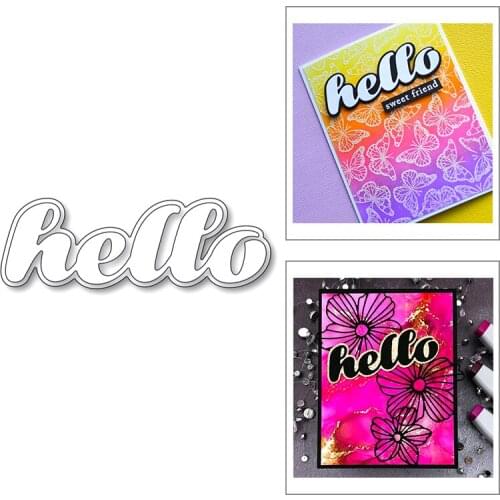 2020 New English Letter Sentiment Words Hello Layered Metal Cutting Dies For Scrapbooking Greeting Card Paper Making No Stamps