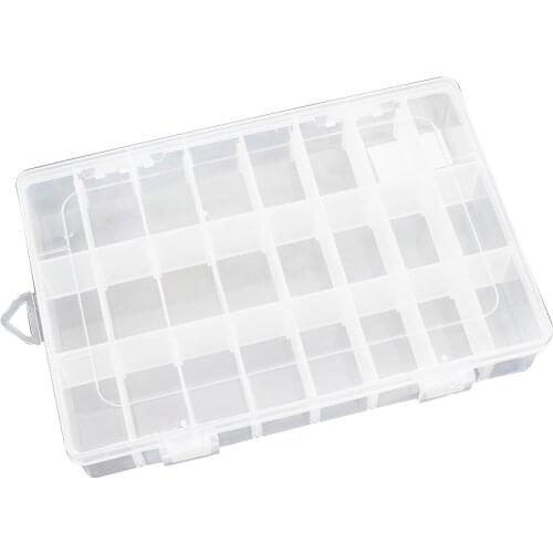 24 Slots Plastic Storage Box Transparent Makeup Organizer Multi Grids Adjustable Jewelry Storage Portable Screw Box Case Craft
