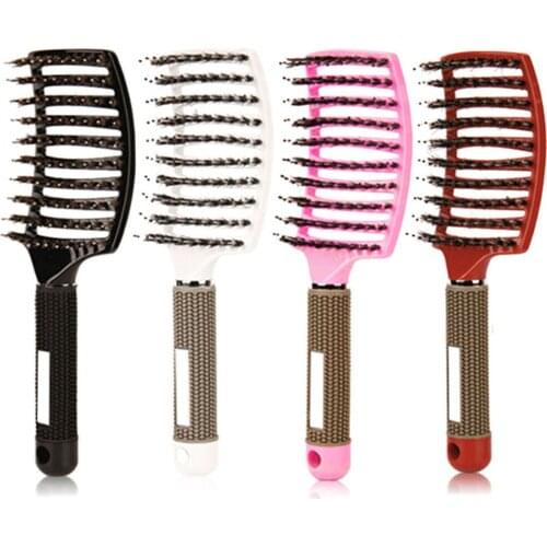 4 Color Women Hair Scalp Massage Comb Bristle Nylon Hairbrush Wet Curly Detangle Hair Brush for Salon Hairdressing Styling Tools