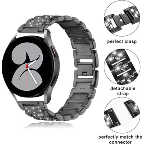 20 22MM Diamond Stainless Steel Strap for Samsung Galaxy Watch 4 Classic 46mm 42mm Wrist Band for Galaxy Watch4 44/40mm Belt