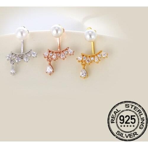 Stud Earrings For Women S925 Silver Needle Pearl Zircon Gold Cute Korea Retro Simple Punk New Trend Hot Sale Lady Jewelry INEFFA