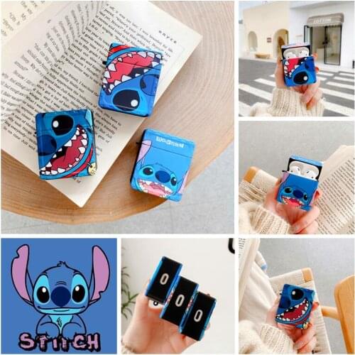 Disney Stitch Silicone Earphone Protective Case for AirPods 1 2 Pro Cartoon Bluetooth Earphone Shockproof Shell Cute bag pendant