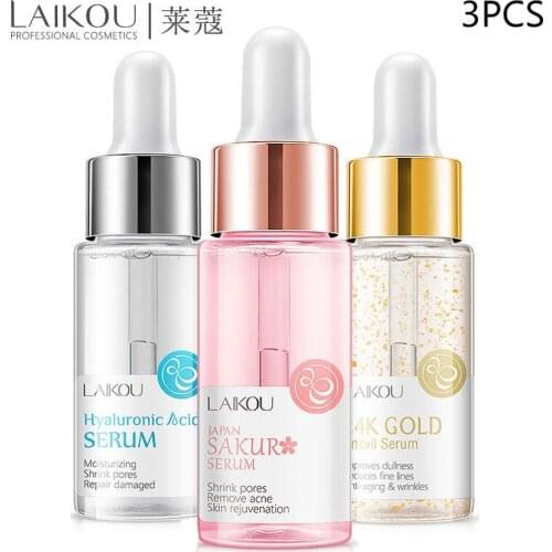 24k Gold Snail Serum Anti-aging Wrinkles+japan Sakura Serum+Hyaluronic Acid Whitening Moisturizing Face Essence Brighten 3 PCS