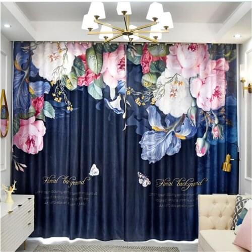 Warm curtain bedroom girl bay window Bedroom living room windproof thickening blackout fabric