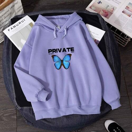 Private Butterfly Hoodie Oversized Sweatshirt Harajuku Y2k Clothes Streetwear Jacket Female Fashion Hip Hop Clothes for Girls