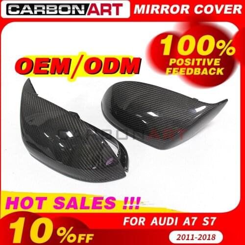 Carbon Fiber Side Wing Replace Rear View Rear view Mirror Cover Case With &without side lane assist for AUDDI A7 S7 RS7