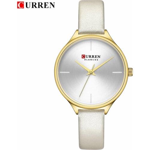CURREN Women Quartz Watch White Leather Ladies Wrist Watch Reloj Mujer 2019 Womens Day Gift Watches