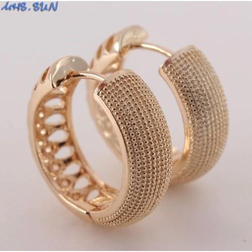 MHS.SUN Vintage Gold Color Women Hoop Earrings Hollow Design Girls Loop Earrings Luxury Ear Jewelry 1Pair For Gift