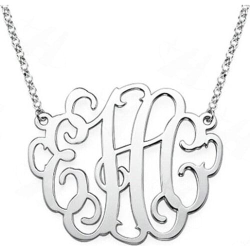 Custom Name Monogram Initials Pendant Stainless Steel Women Necklaces Fashion Personalized Jewelry Best Friend Gift