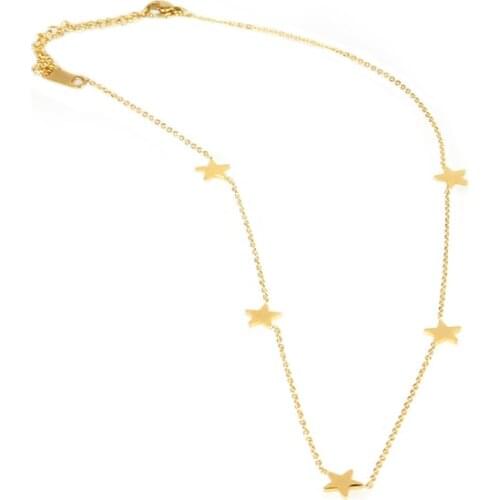 Star Party Womens Pendant Necklace Stainless Steel Necklace For Women Choker Necklaces Simple Ladies Pentagon-Star Jewelry Gift
