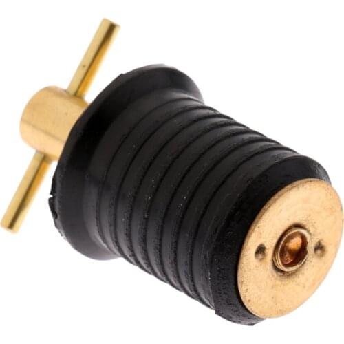 0.9" Brass & Rubber Boat Hull Livewell Baitwell Twist T-Handle Drain Plug