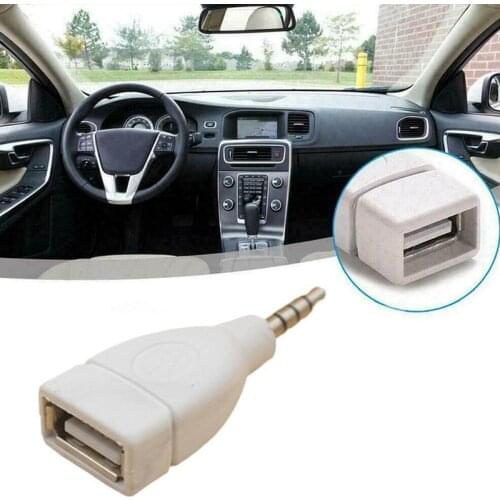 1pcs Universal 3.5mm Male Aux Audio Plug Jack To USB 2.0 Female Converter Car Audio Adapter White Color
