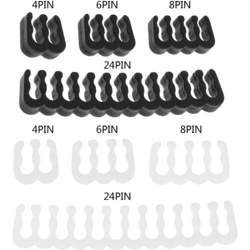 10Pcs/Set PP Cable Comb Clamp Clip Organizer Dresser for 2.5-3.2mm PC Power Cables Wiring 4 6 8 24Pin Computer Cable Shape