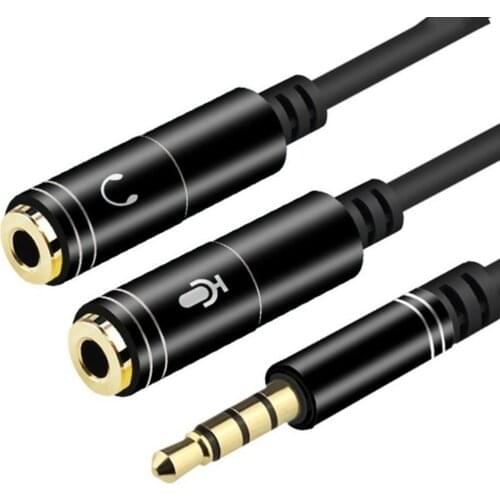 3.5mm Jack Headset Extension Cables Female to 2 Dual Male Mic AUX Audio Y Splitter Cable Headset to PC Adapter For Smartphone PC