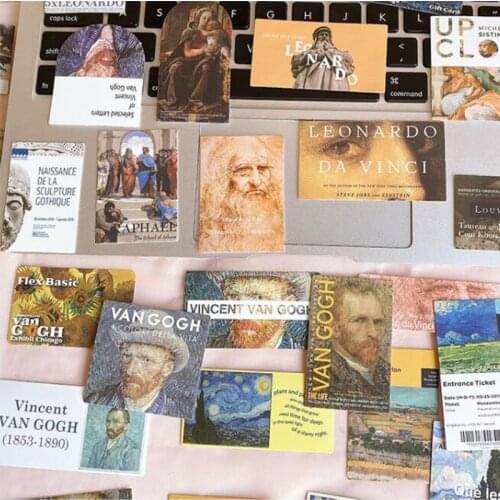 50pcs/bag DIY Scrapbooking Retro Oil Painting Ticket Root Album Journalift Decoration Mobile Phone Water Cup Stickers