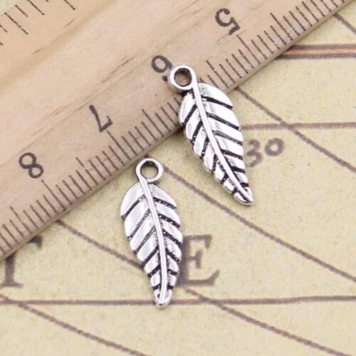40pcs Charms Tree Leaf 20x7mm Tibetan Pendants Crafts Making Findings Handmade Antique Jewelry DIY For Necklace