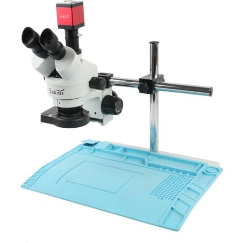 7- 45X Stereo Microscope Trinocular Microscope + HDMI VGA Industry Video Camera + Boom Stand + 56 LED Light