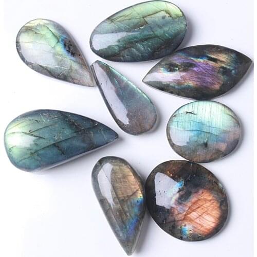 8Pcs Natural Multicolor Labradorite Crystal Pendant Jewellery Hand grinding